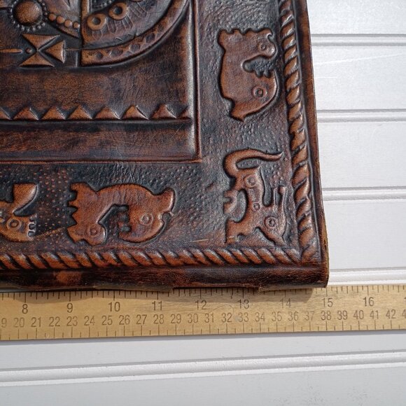 Angel Pazmino Tooled Leather Chair Seat Replacement Part Mexican Aztec Vintage - Picture 14 of 16